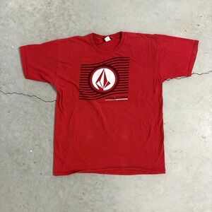 Vintage Volcom Mens Logo Graphic Red Short Sleeve T-Shirt | Skate Surf Y2K